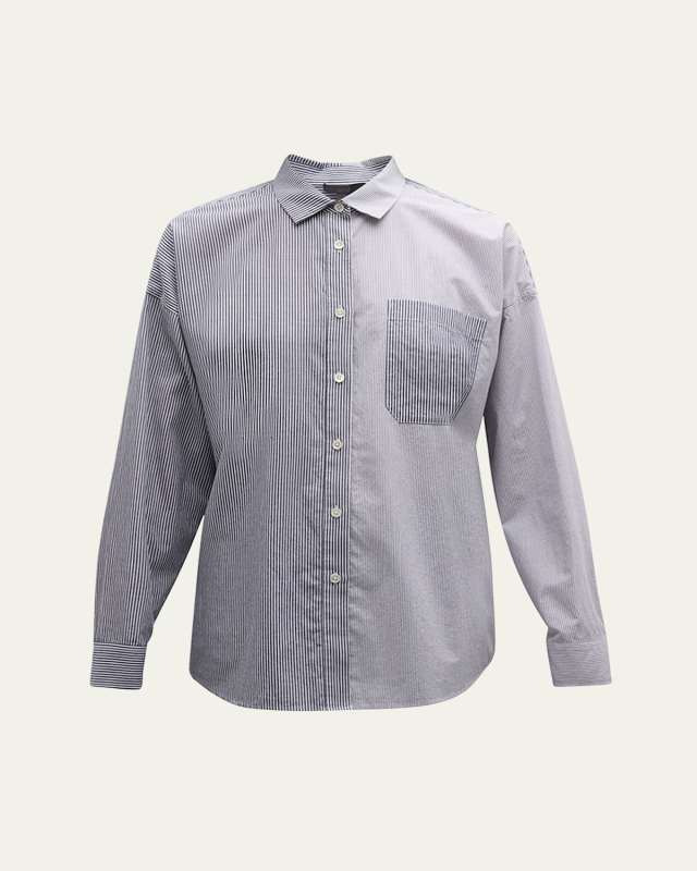 Mixed Stripe Shirting Boyfriend Shirt